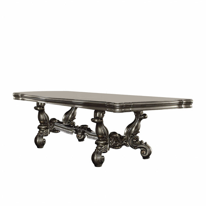 46" Solid Wood Trestle Base Dining Table - Platinum