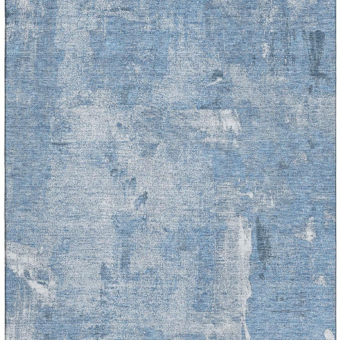 10' X 14' Abstract Washable Area Rug With UV Protection (677993) - Denim Blue / Ivory