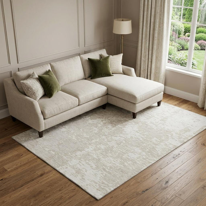 10' X 14' Abstract Washable Area Rug With UV Protection (675252) - Ivory / Beige