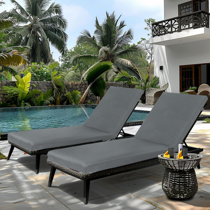 Giga 2-piece outdoor chaise lounge cushion set with plush back and seat cushions for patio furniture, in neutral fabric.