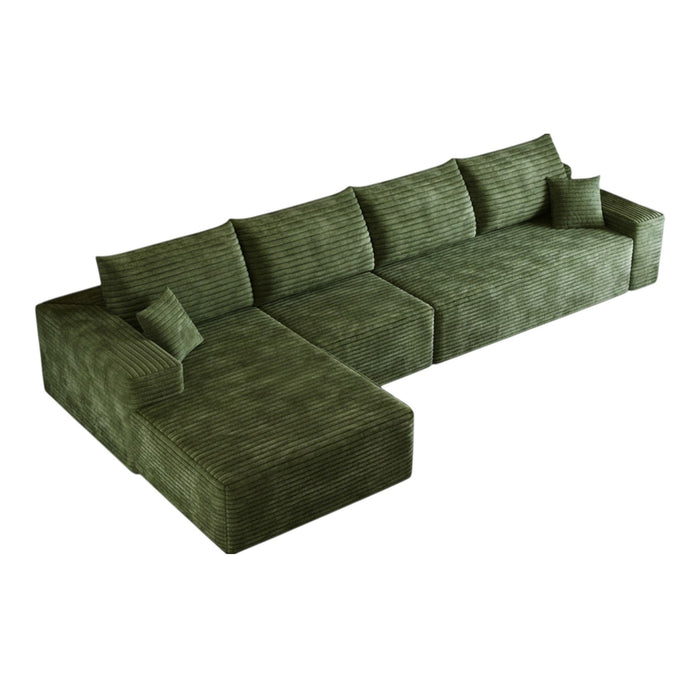 Corduroy Modular Compression Foam Sofa & Toss Pillows - Green