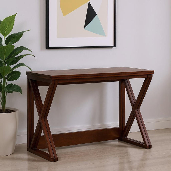 Solid Wood A Frame Console Table - Brown
