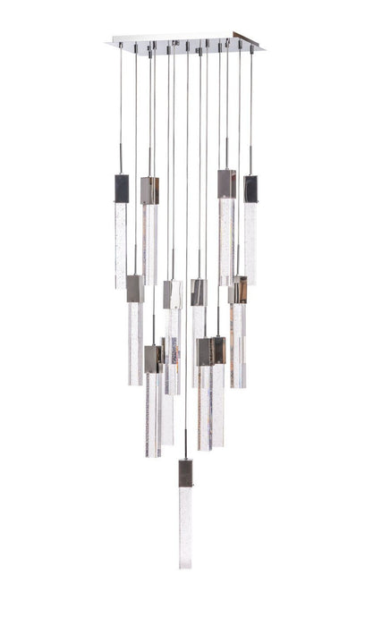 Multi Light Metal Dimmable Chandelier With Clear Shades - Silver
