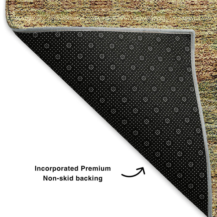 10' X 14' Floral Medallion Washable Area Rug With UV Protection (651322) - Green / Copper