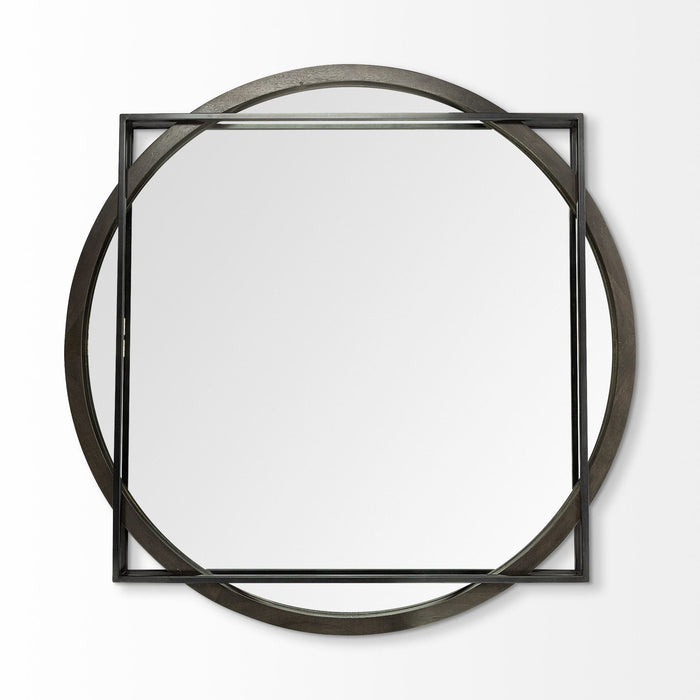 46" Abstract Metal Framed Accent Mirror - Black