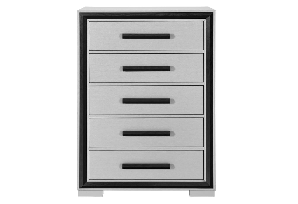 48" Wood Five Drawer Dresser - Gray And Black