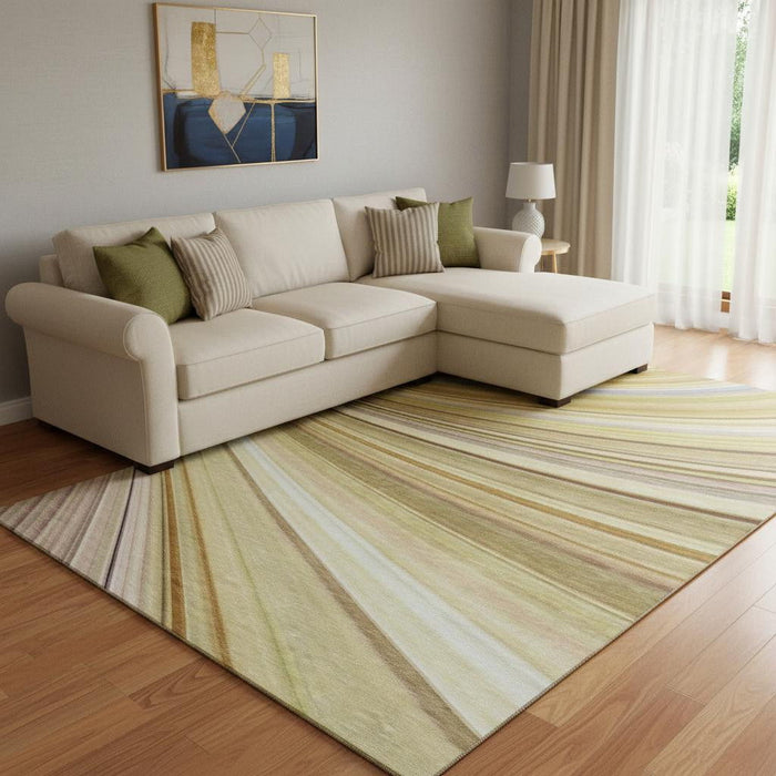 9' X 12' Abstract Washable Area Rug With UV Protection (650337) - Beige / Blue / Ivory