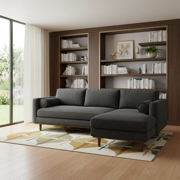 102" Fabric Sofa With Brown Legs - Gray