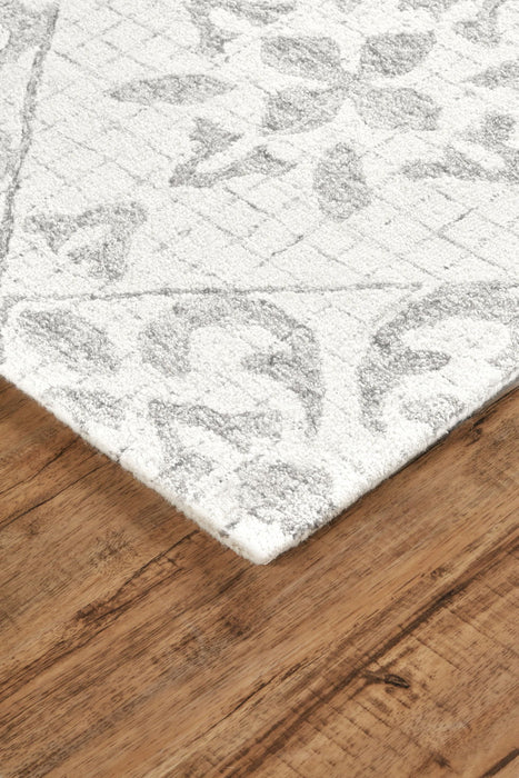 10' X 8' Wool Floral Hand Tufted Area Rug - Ivory And Gray