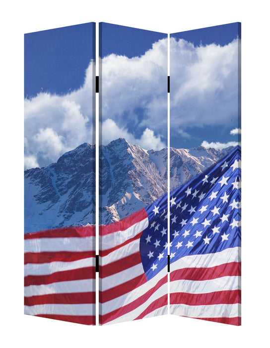 Wood Canvas Model American Flag Screen - Multi Color