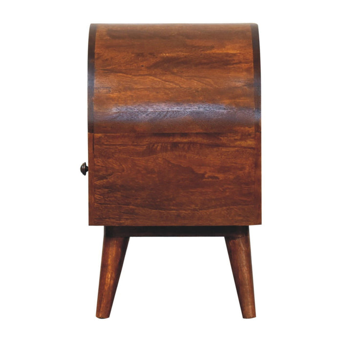 24" Solid Wood Oval Top One Drawer Nightstand - Chestnut