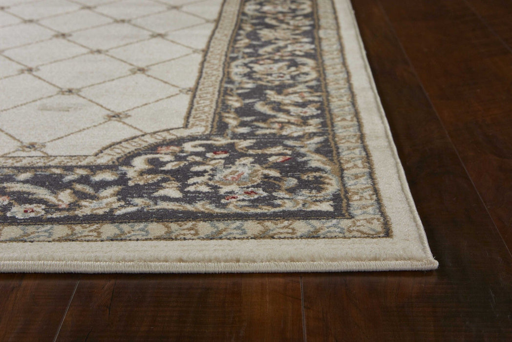 9' x 12' Bordered Floral Indoor Area Rug - Ivory Grey