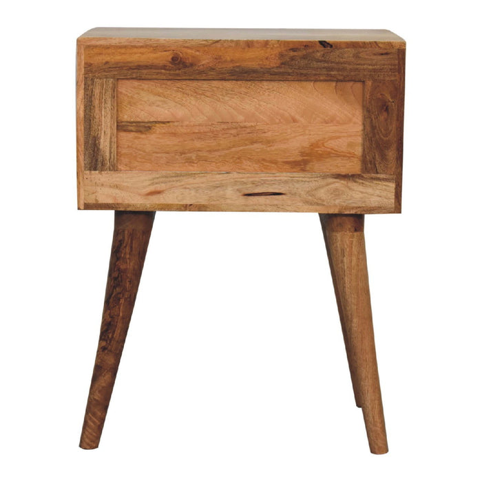 23" Solid Wood Geometric Bone Inlay Two Drawer Nightstand - Black
