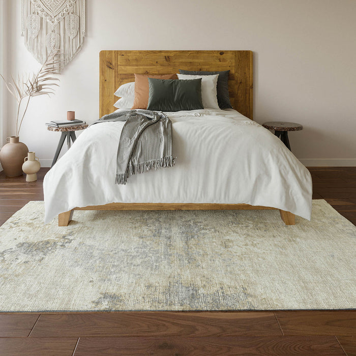 9' X 12' Abstract Washable Area Rug With UV Protection - Ivory / Beige