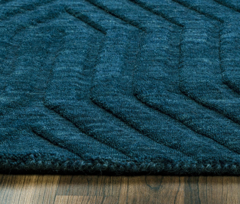 9' X 12' Wool Geometric Hand Tufted Area Rug (748220) - Navy Blue / Blue