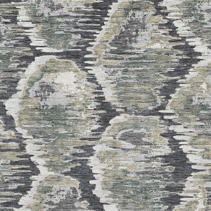 10' X 14' Diamond Washable Area Rug With UV Protection - Charcoal