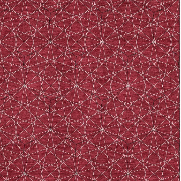 10' X 14' Geometric Washable Area Rug With UV Protection (677897) - Red / Ivory