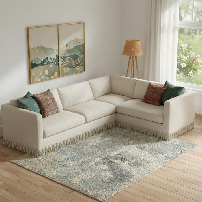 9' X 12' Abstract Hand Tufted Area Rug (722202) - Blue / Ivory
