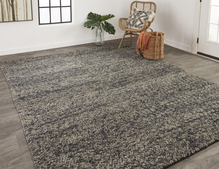 10' x 13' Wool Hand Woven Stain Resistant Area Rug - Gray Taupe And Black