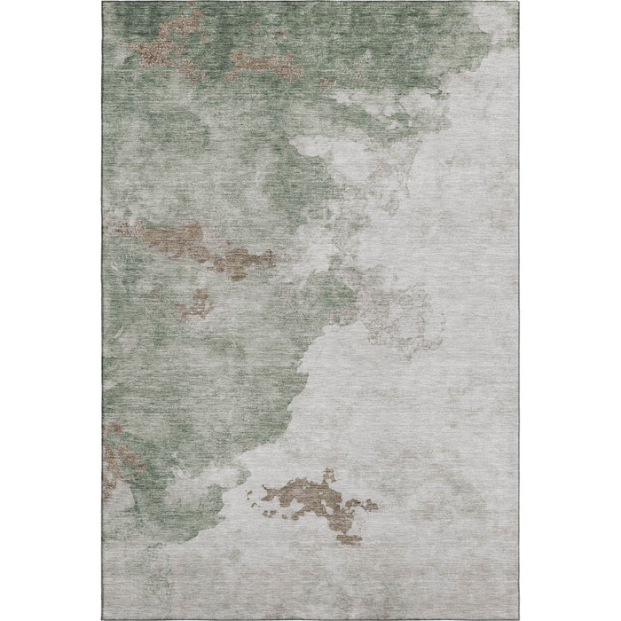 10' X 14' Abstract Washable Area Rug With UV Protection (718139) - Sage / Linen