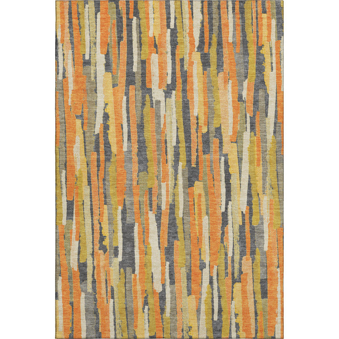 10' X 14' Striped Washable Area Rug With UV Protection (692946) - Orange / Gold / Ivory