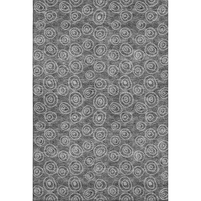 10' X 14' Polka Dot Washable Area Rug With UV Protection - Gray And Silver
