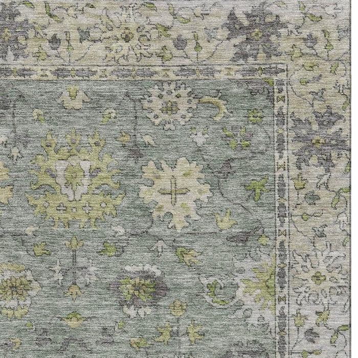 10' X 14' Oriental Washable Area Rug With UV Protection (716587) - Sage / Gray