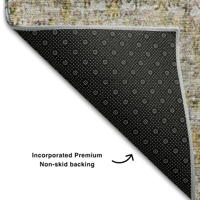 10' X 14' Abstract Washable Area Rug With UV Protection (688135) - Aqua / Gold / Gray
