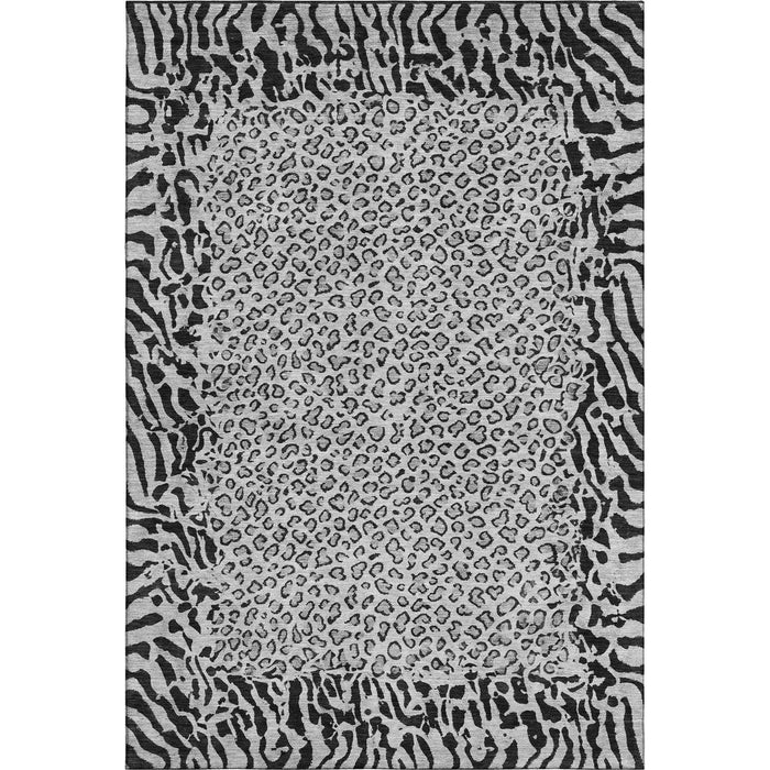 10' X 14' Animal Print Washable Area Rug With UV Protection (692046) - Gray / Black