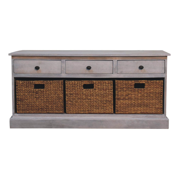 22" Distressed Solid Wood Accent Cabinet With Three Drawers - White