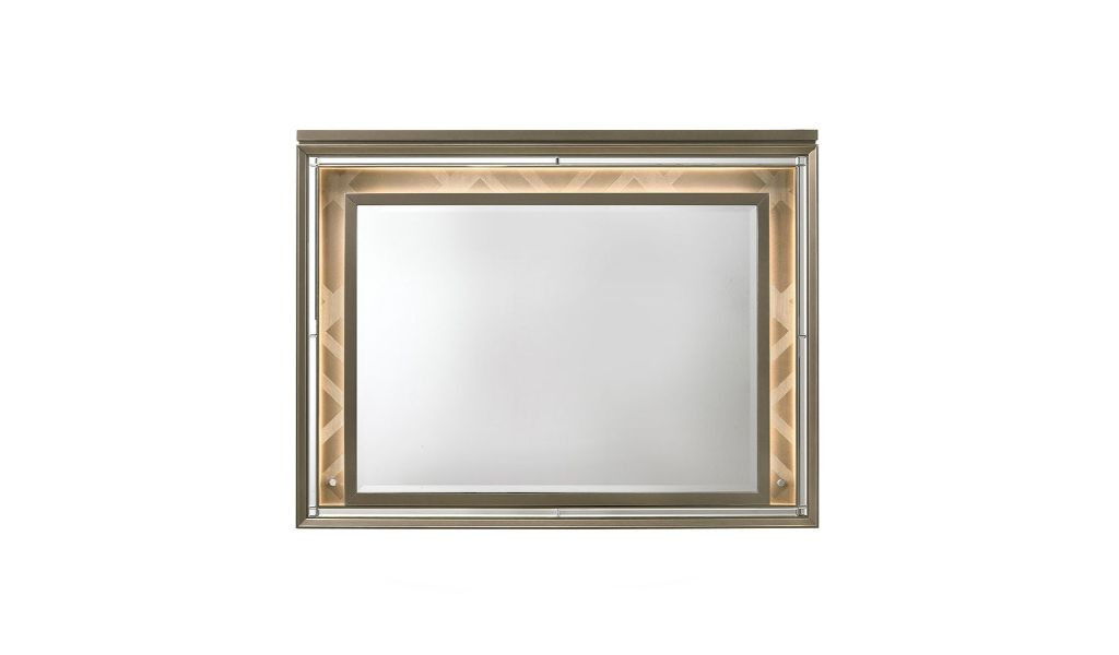 37" Lighted Framed Mounted Dresser Mirror - Champagne