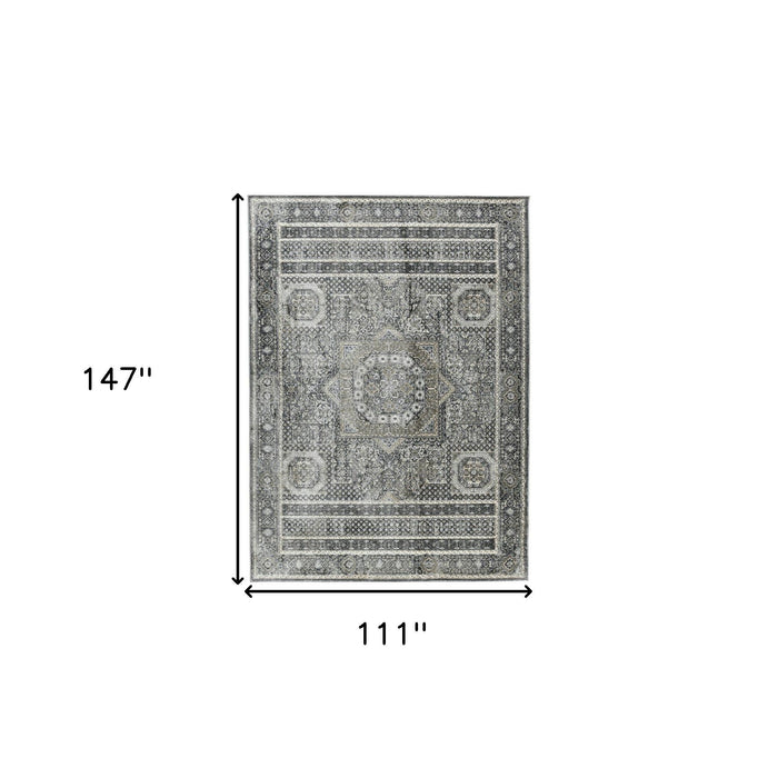 9' X 12' Medallion Area Rug - Charcoal And Gray