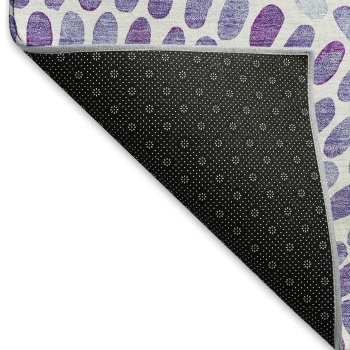 10' X 14' Geometric Washable Area Rug With UV Protection (645852) - Purple / Ivory