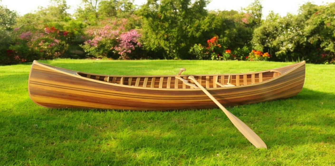 Hand Painted Model Boat Tabletop Sculpture (364281) - Brown