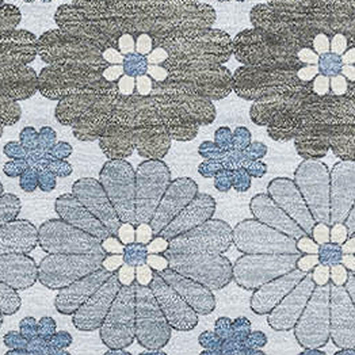 10' X 14' Geometric Washable Area Rug With UV Protection (696860) - Denim Blue / Gray / Silver