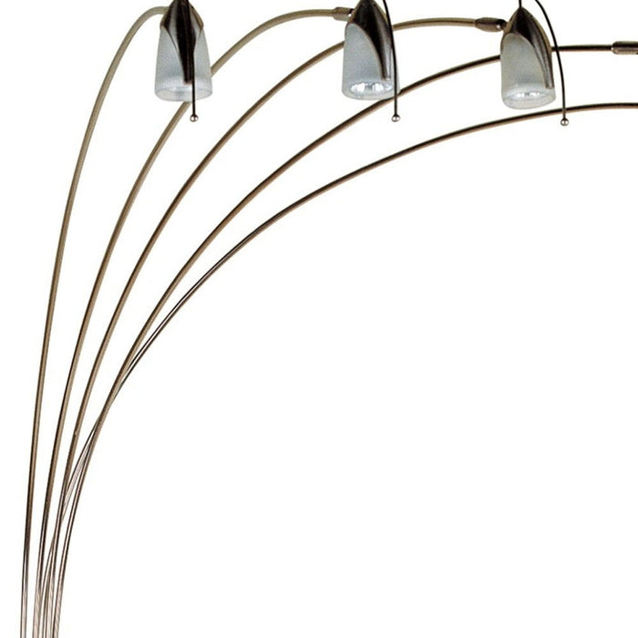 Dull Metal Floor Lamp With Five Adjustable Swing Arms - Gold