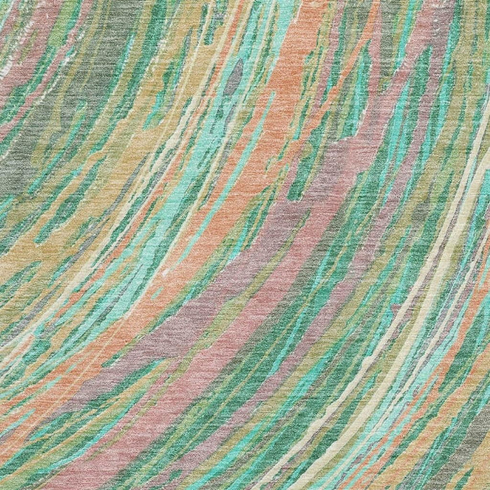 10' X 14' Abstract Washable Area Rug With UV Protection (717632) - Teal / Pink