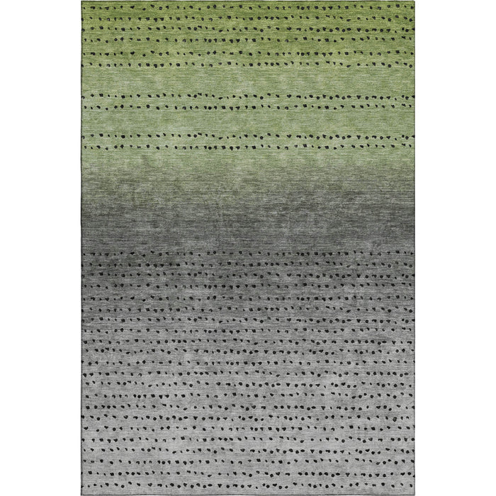 10' X 14' Abstract Washable Area Rug With UV Protection (710813) - Fern Green / Charcoal / Silver