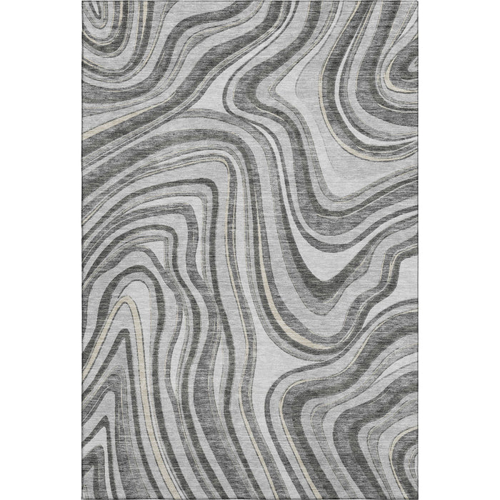 8' X 10' Marble Washable Area Rug With UV Protection - Gray And Ivory