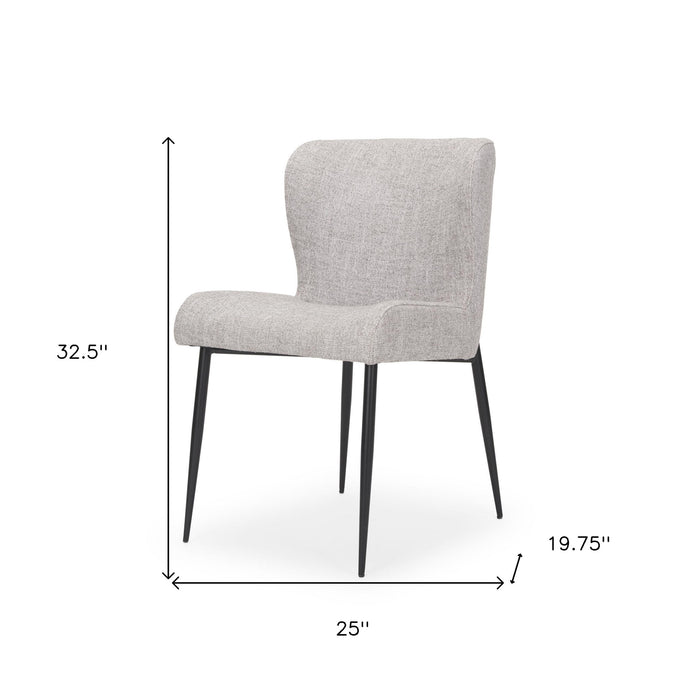 Upholstered Fabric Metal Wing Back Dining Side Chair - Gray