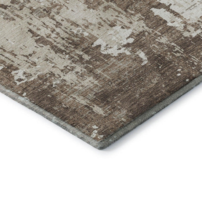 10' X 14' Abstract Washable Area Rug With UV Protection (679102) - Brown / Beige