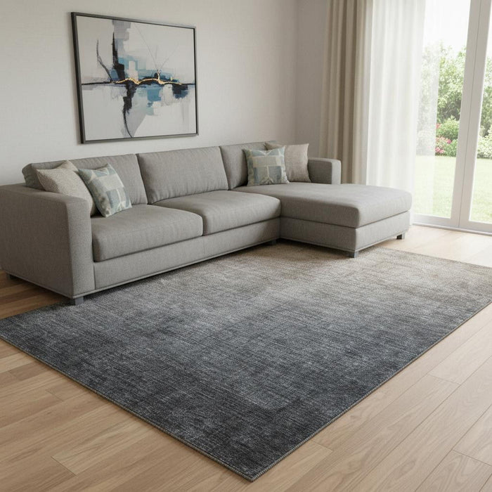 10' X 14' Ombre Washable Area Rug With UV Protection (649672) - Gray / Brown