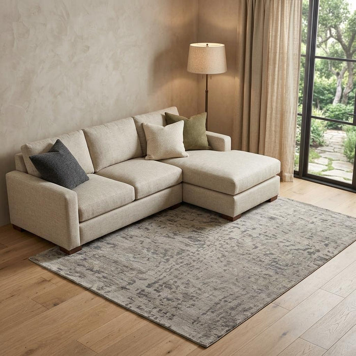 8' X 10' Wool Abstract Hand Knotted Area Rug (744250) - Ivory / Gray