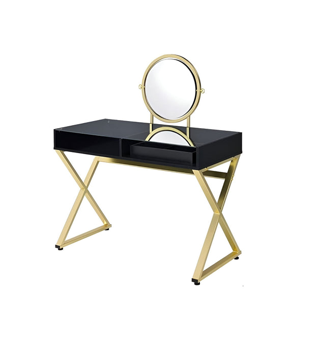 Mirrored Dresser - Black / Gold