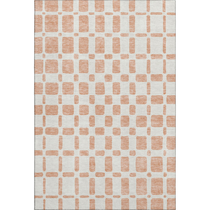 10' X 14' Geometric Washable Area Rug With UV Protection (669300) - Peach / Ivory
