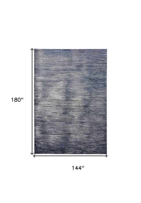 12' x 15' Striped Power Loom Distressed Area Rug - Blue Gray And Ivory