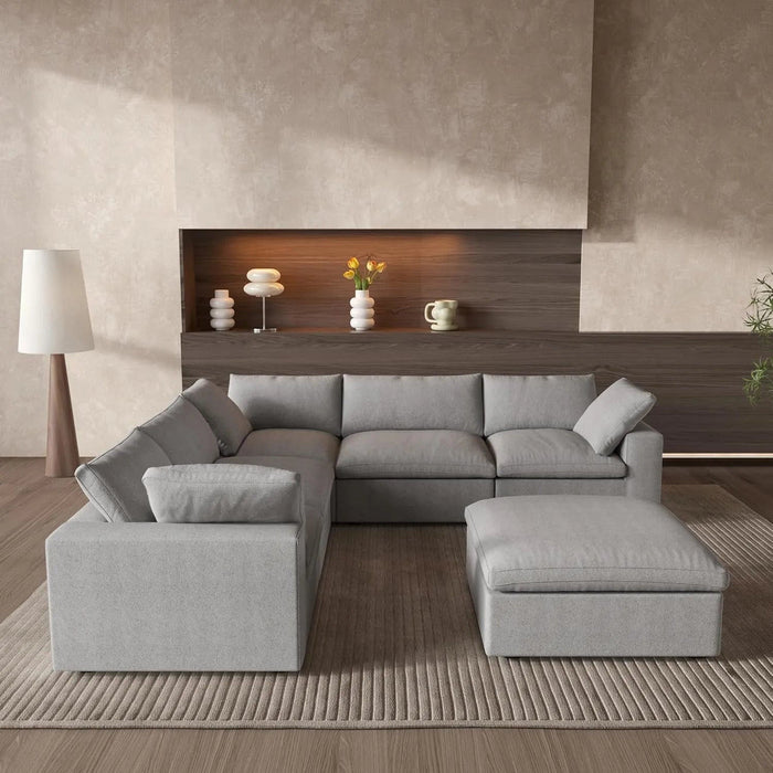 Blend Modular L Shaped Six Piece Corner Sectional - Light Gray