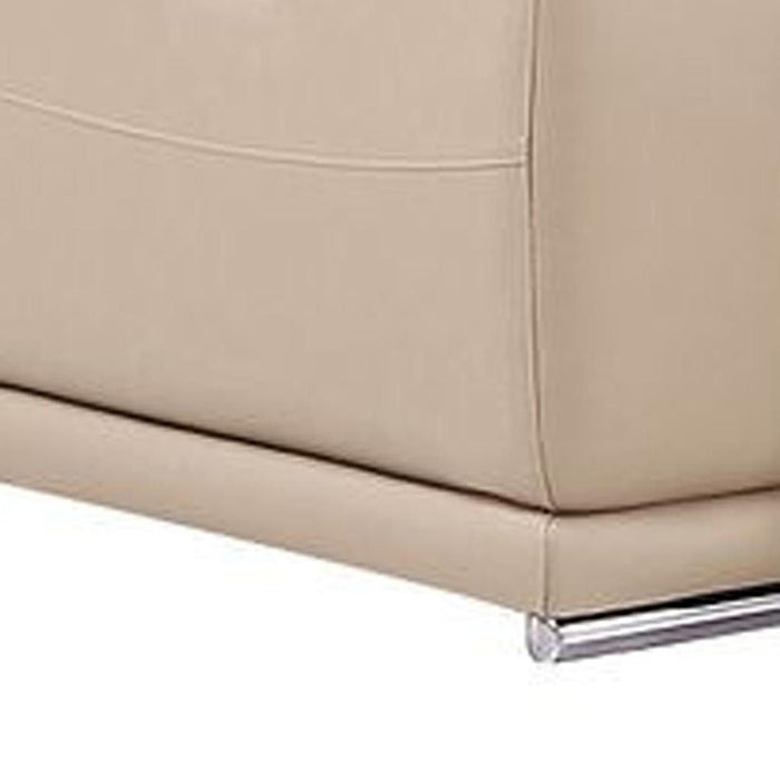 Leather Modular L-Shaped 7 Piece Corner Sectional With Console - Beige