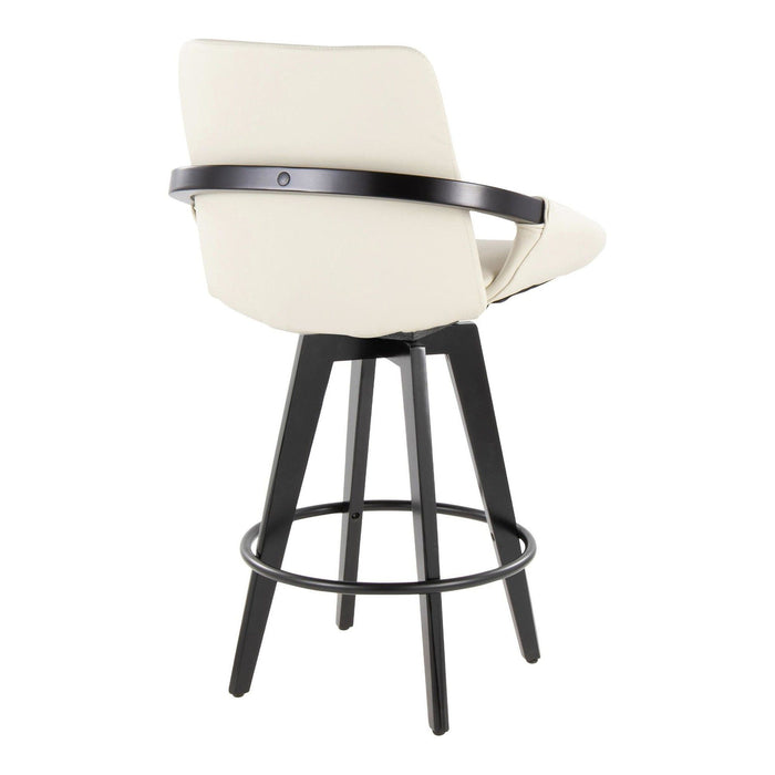 Cosmo - Fixed-Height Counter Stool (Set of 2) - Black Bamboo Base, Black Footrest