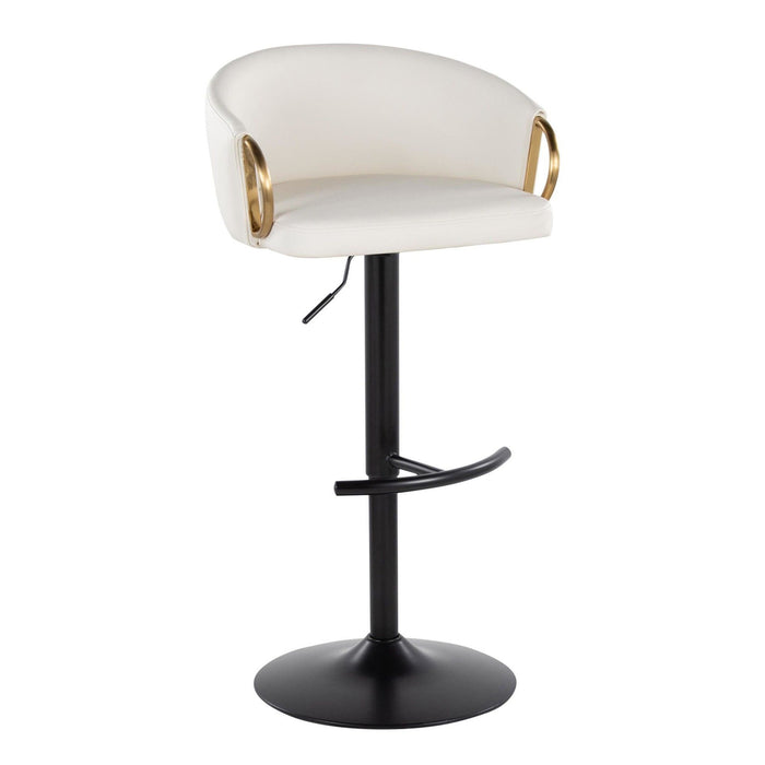 Claire - Adjustable Barstool With Rounded T Footrest (Set of 2) - Black Metal With Gold Metal Accent